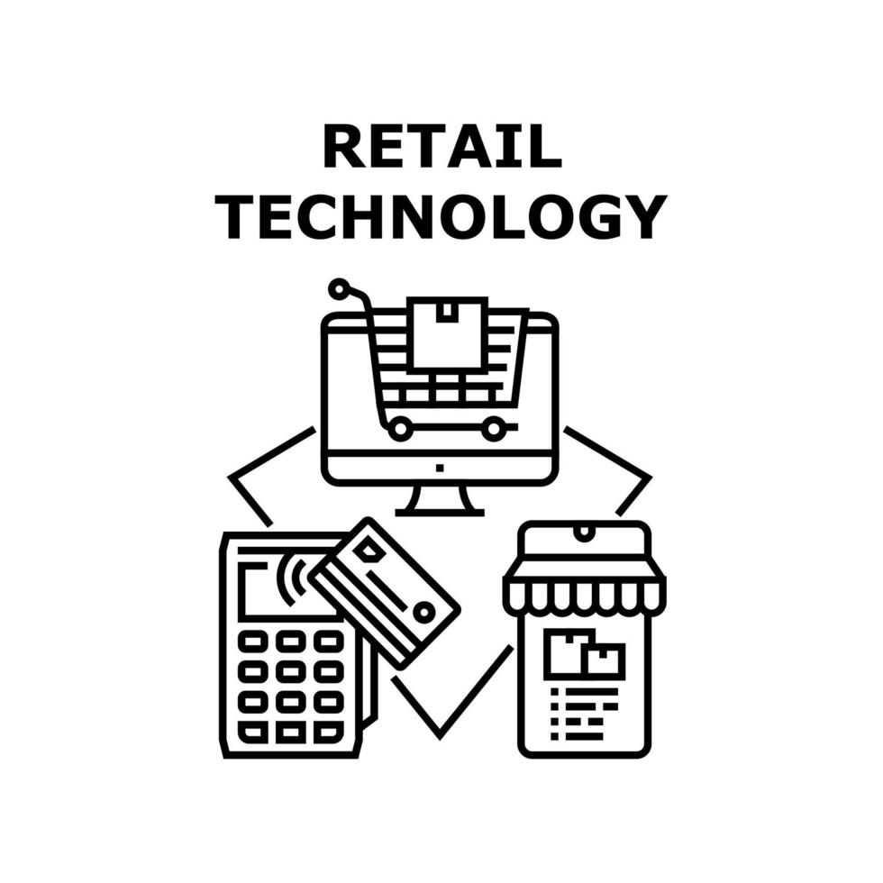 ilustración de vector de icono de tecnología minorista