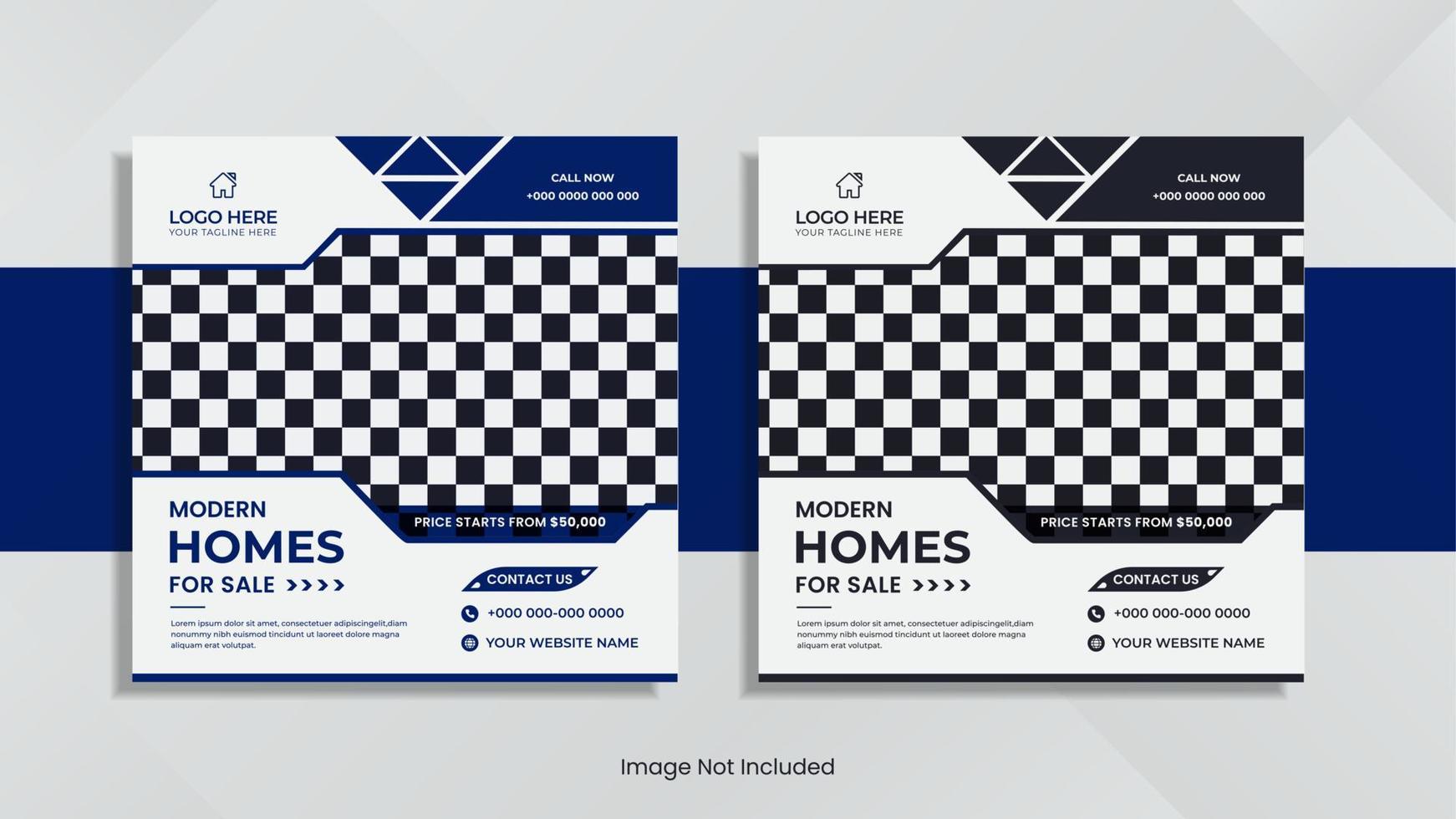 Real estate social media post minimal design with minimal shapes and color. vector