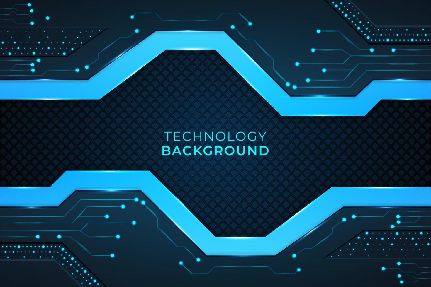 Modern technology Background with Cyan color circuits, dark cyan color shapes, Glow and lights on a dark background vector