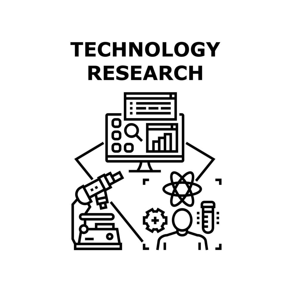 ilustración de vector de icono de investigación de tecnología