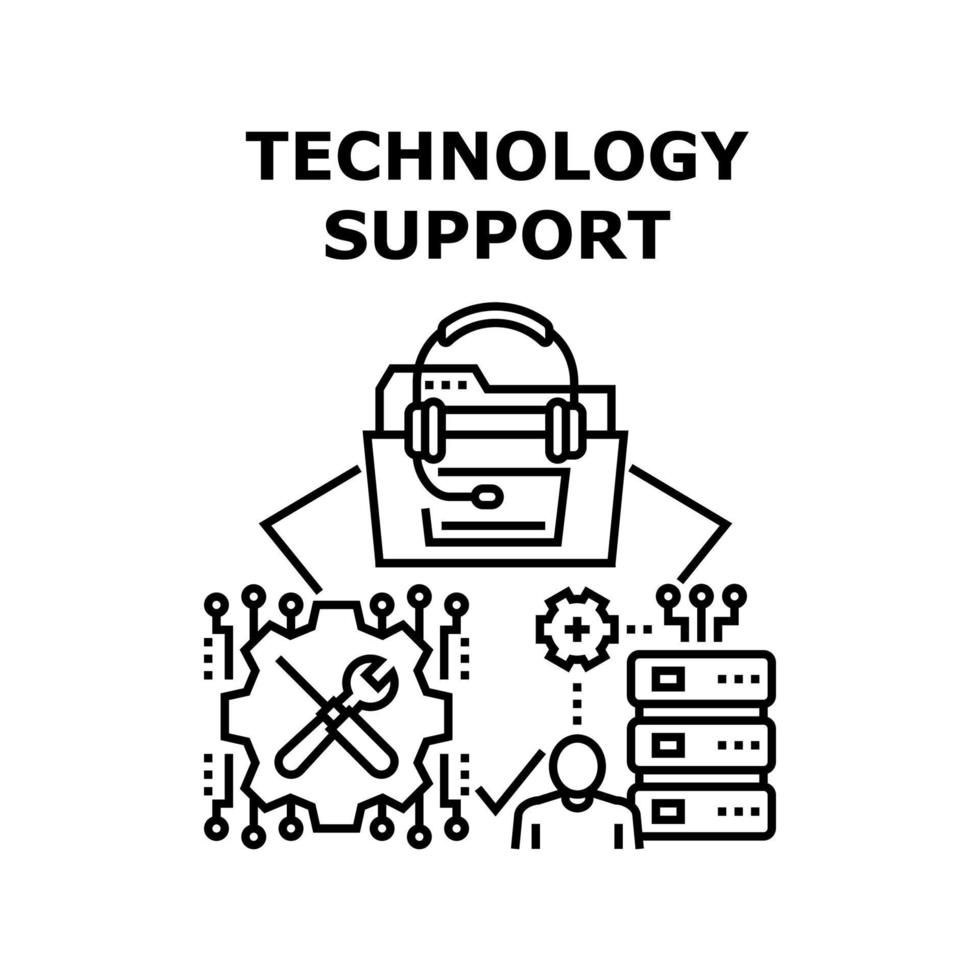 ilustración de vector de icono de soporte de tecnología