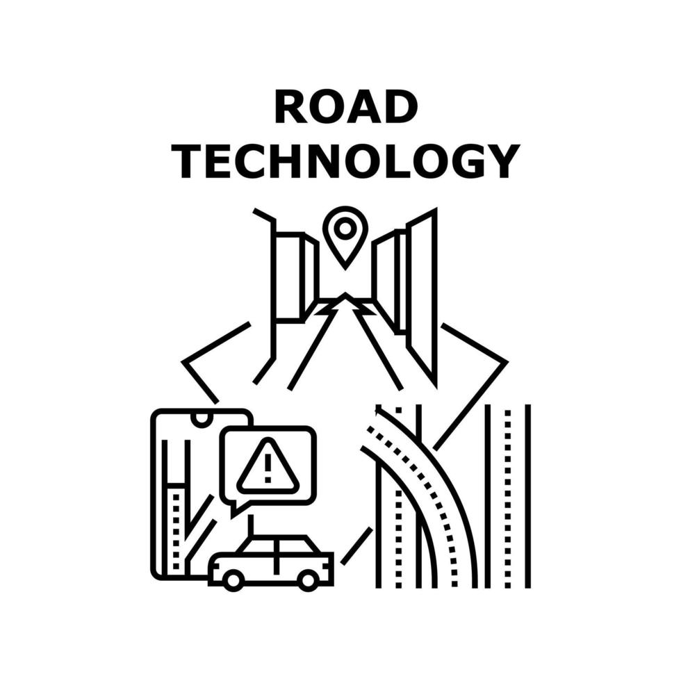 concepto de vector de tecnología vial ilustración negra