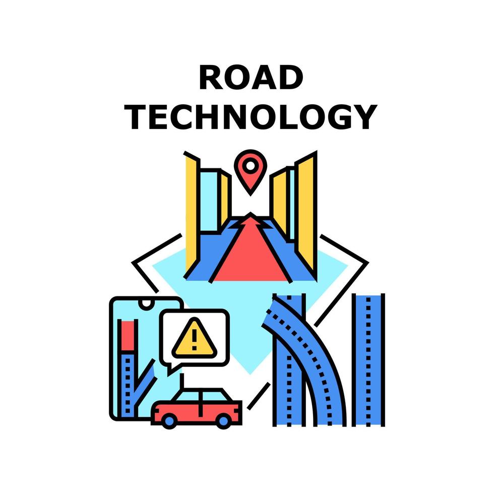 ilustración de color de concepto de vector de tecnología de carretera