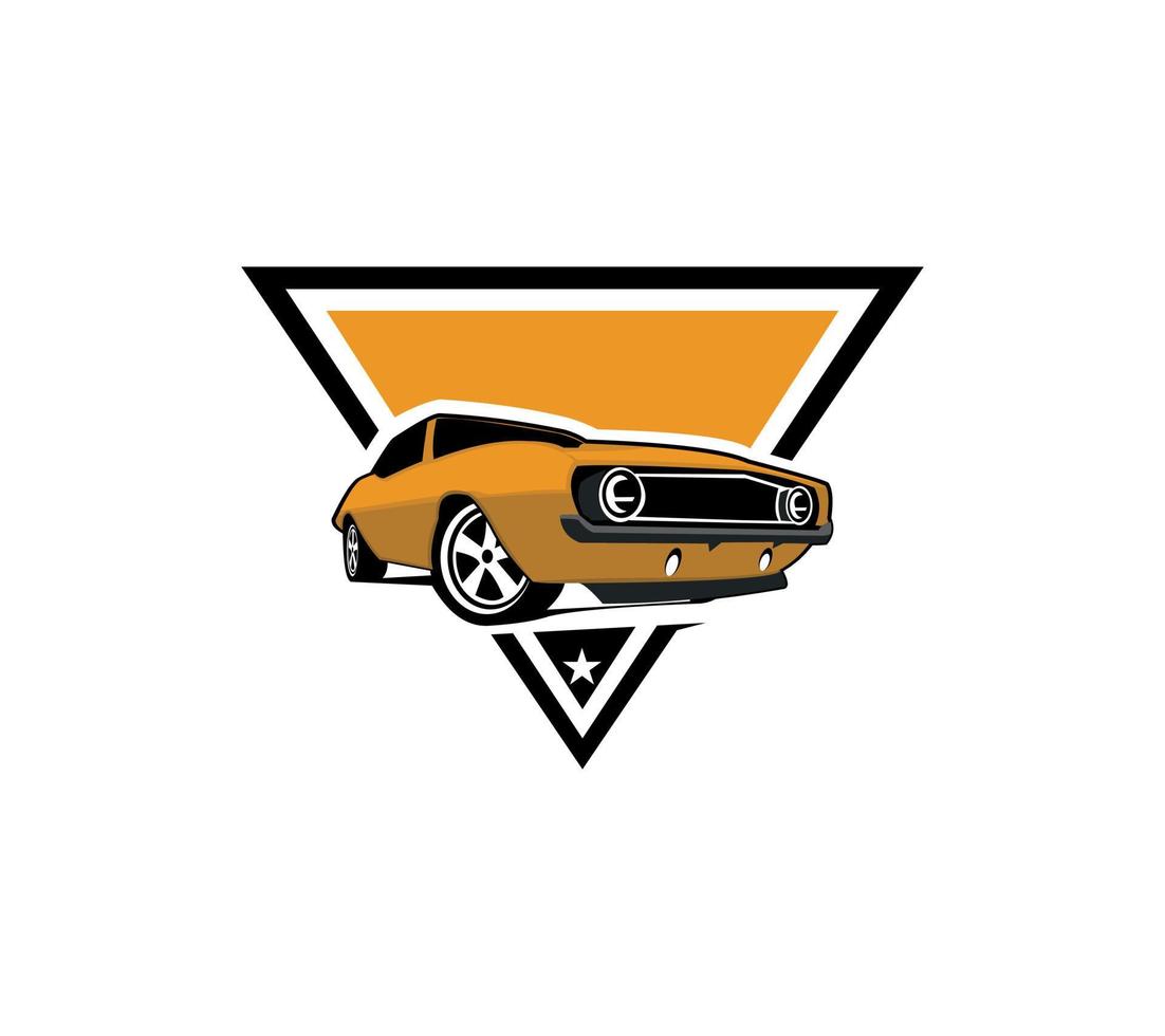 Muscle car silhouette logo vector concept badge emblem isolated