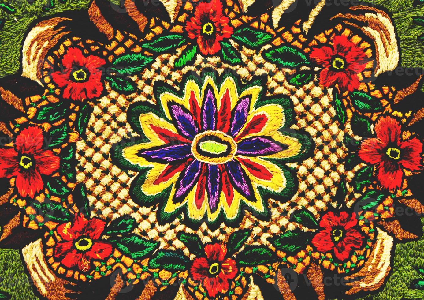 Romanian folk seamless pattern ornaments. Romanian traditional embroidery. Ethnic texture design. Traditional carpet design. Carpet ornaments. Rustic carpet design. photo