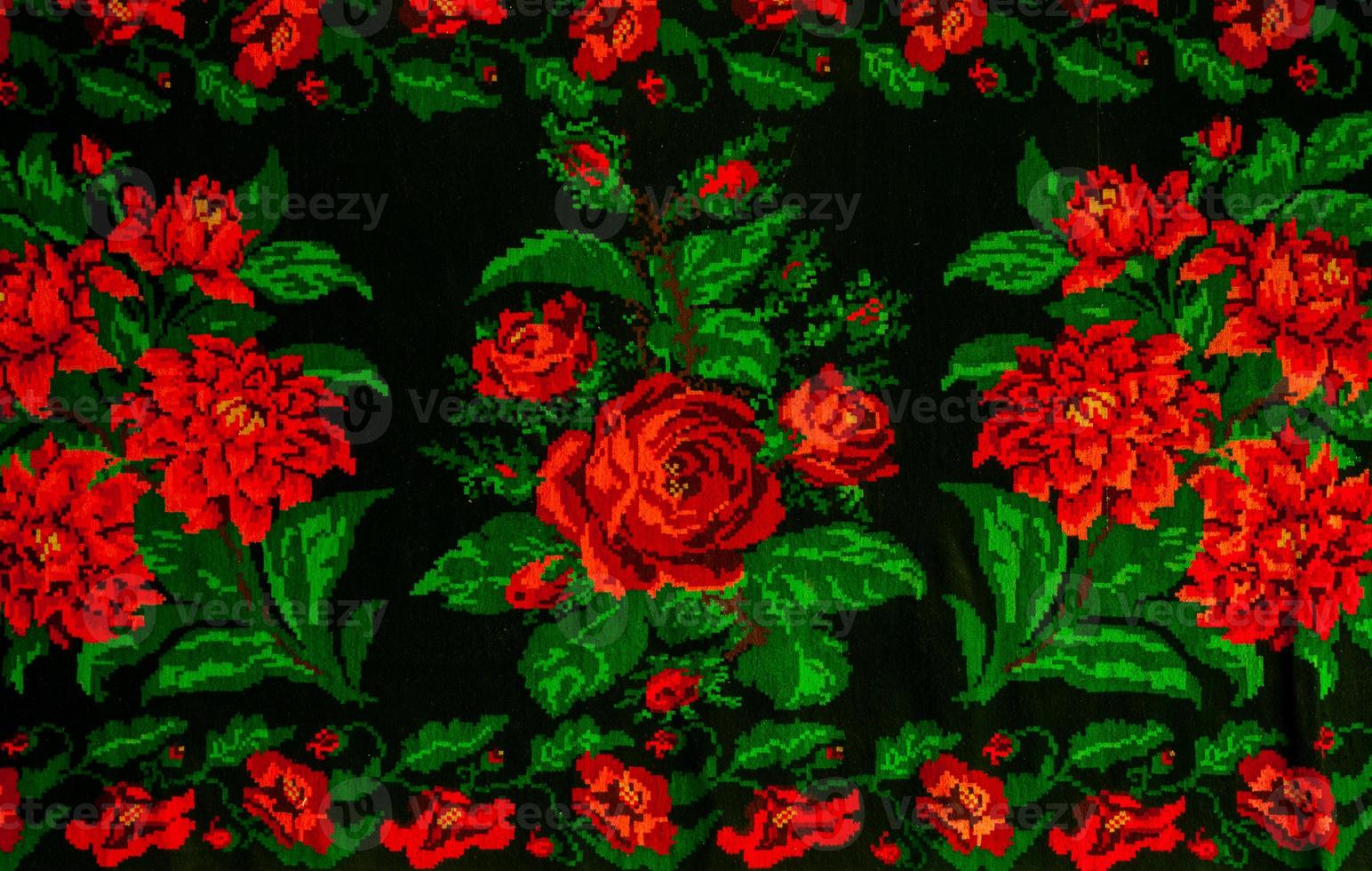 Romanian folk seamless pattern ornaments. Romanian traditional embroidery. Ethnic texture design. Traditional carpet design. Carpet ornaments. Rustic carpet design. photo