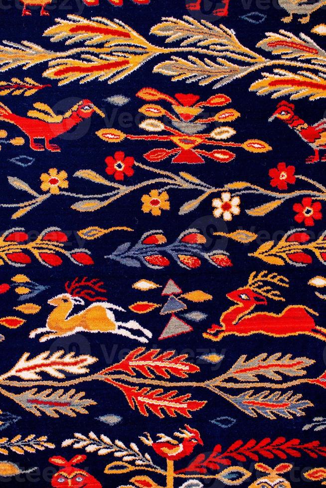 Romanian folk seamless pattern ornaments. Romanian traditional embroidery. Ethnic texture design. Traditional carpet design. Carpet ornaments. Rustic carpet design photo