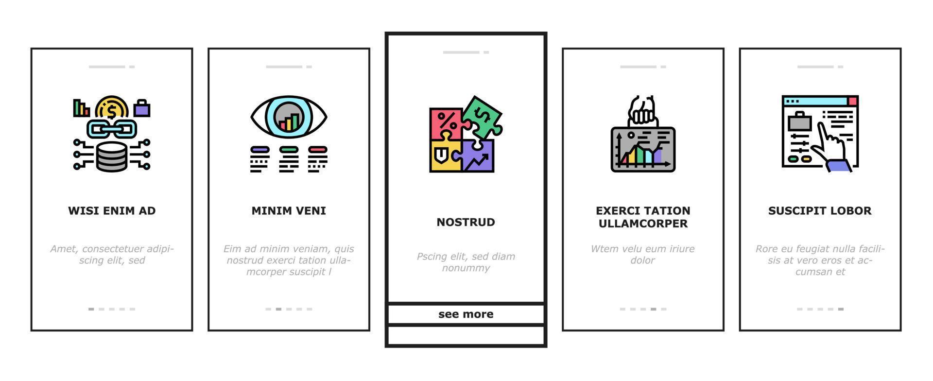 Solution Business Problem Task Onboarding Icons Set Vector