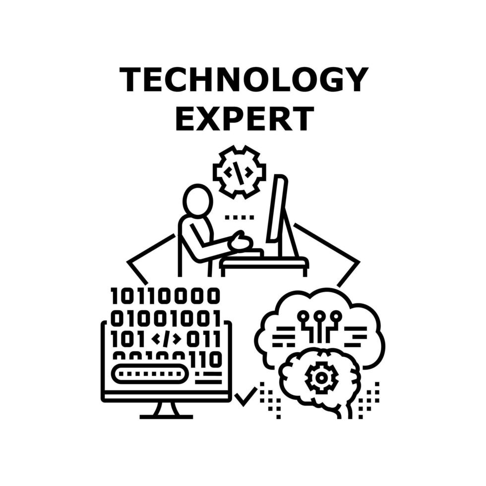 ilustración de vector de icono de experto en tecnología