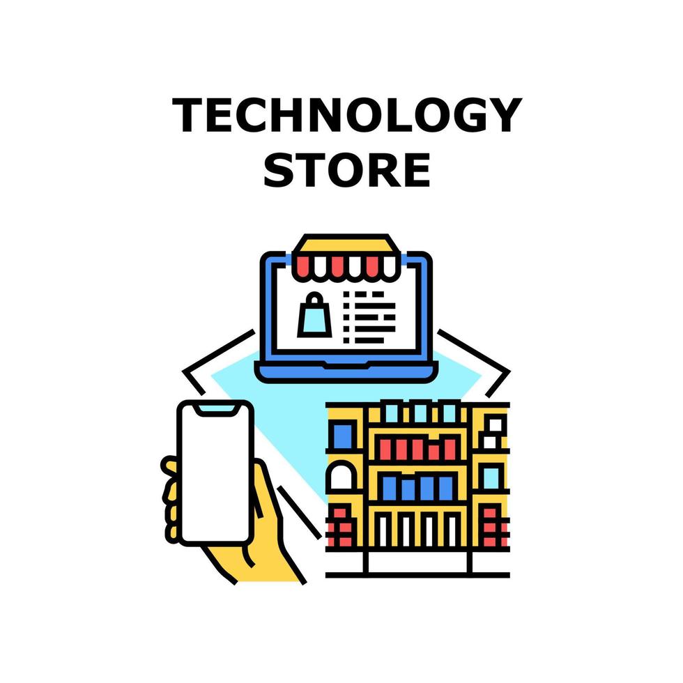 ilustración de vector de icono de tienda de tecnología