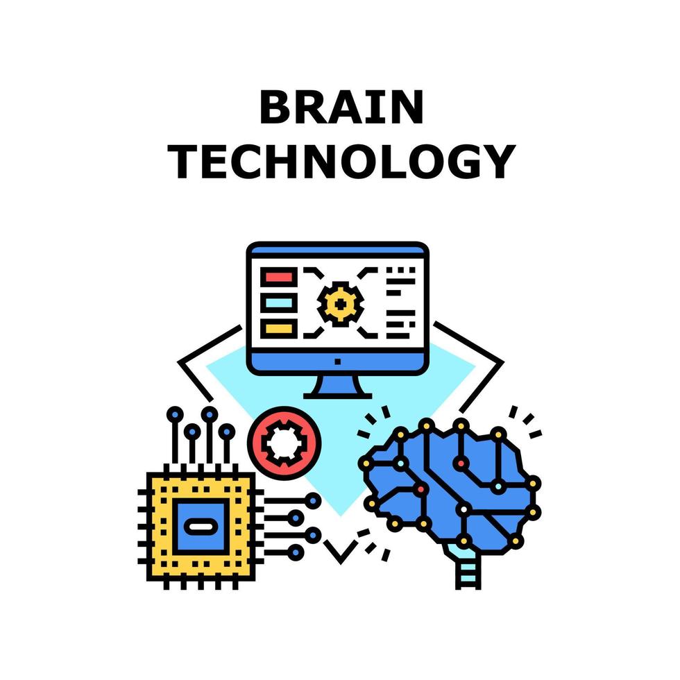 cerebro tecnología icono vector ilustración