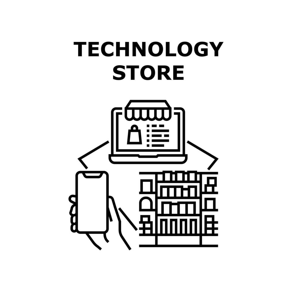 ilustración de vector de icono de tienda de tecnología