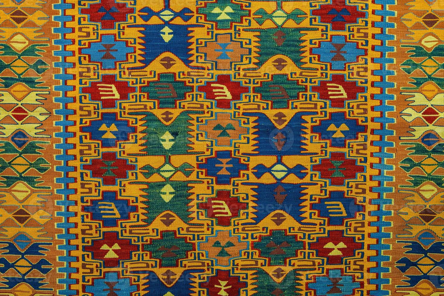 Romanian folk seamless pattern ornaments. Romanian traditional embroidery. Ethnic texture design. Traditional carpet design. Carpet ornaments. Rustic carpet design. photo