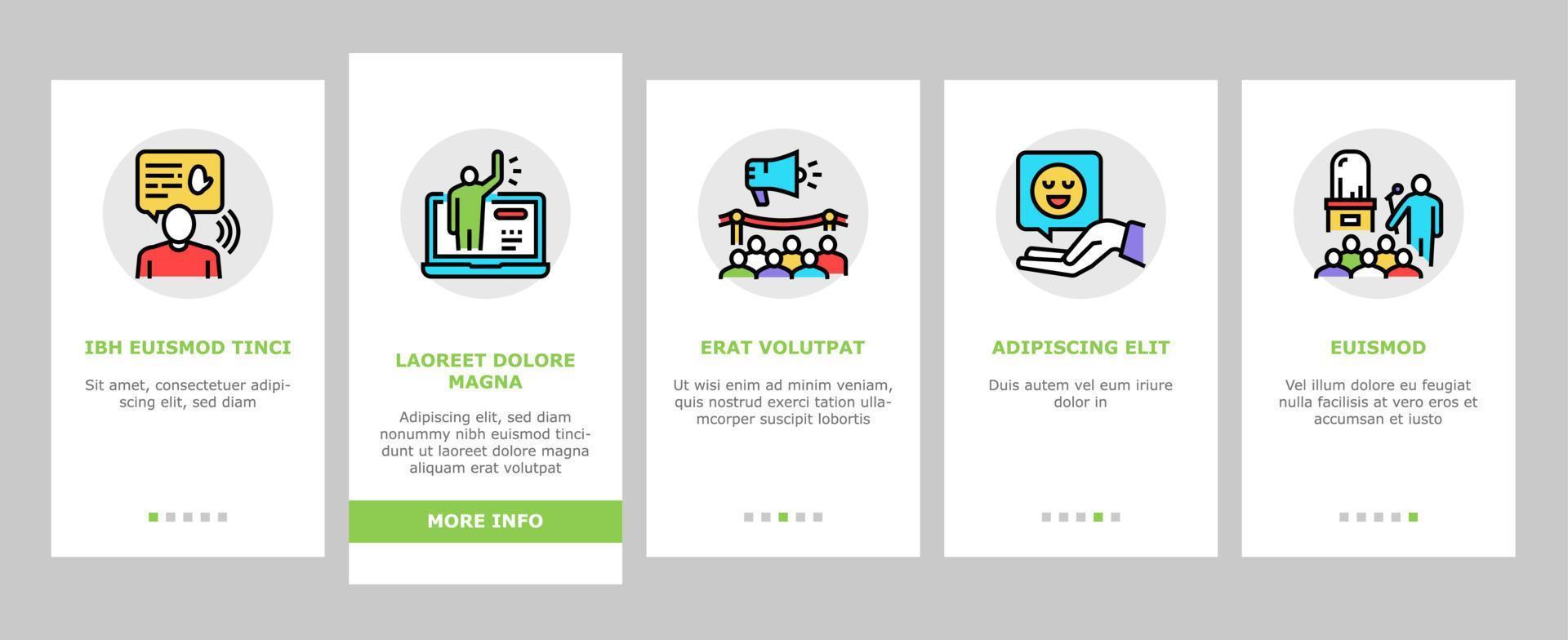 Introduction Speech Onboarding Icons Set Vector