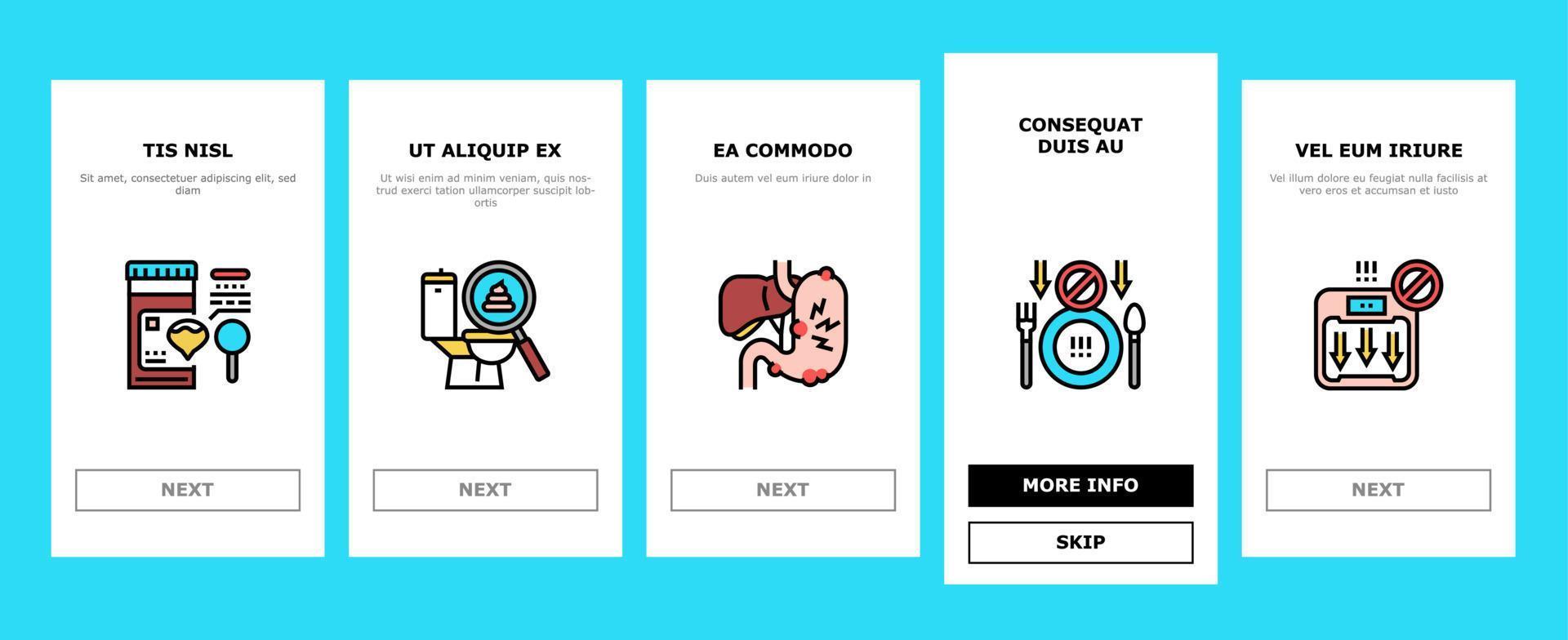 Hepatitis Liver Health Problem Onboarding Icons Set Vector