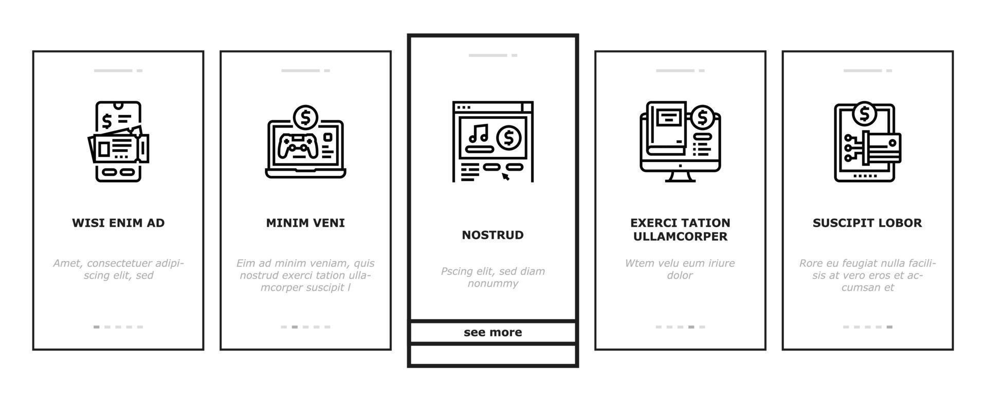 conjunto de iconos de incorporación de aplicaciones en línea de compras vector