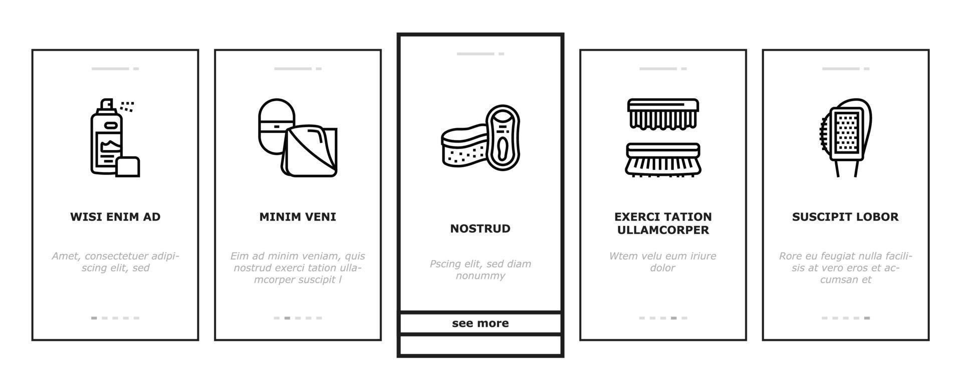 iconos de incorporación de accesorios para el cuidado del calzado establecer vector