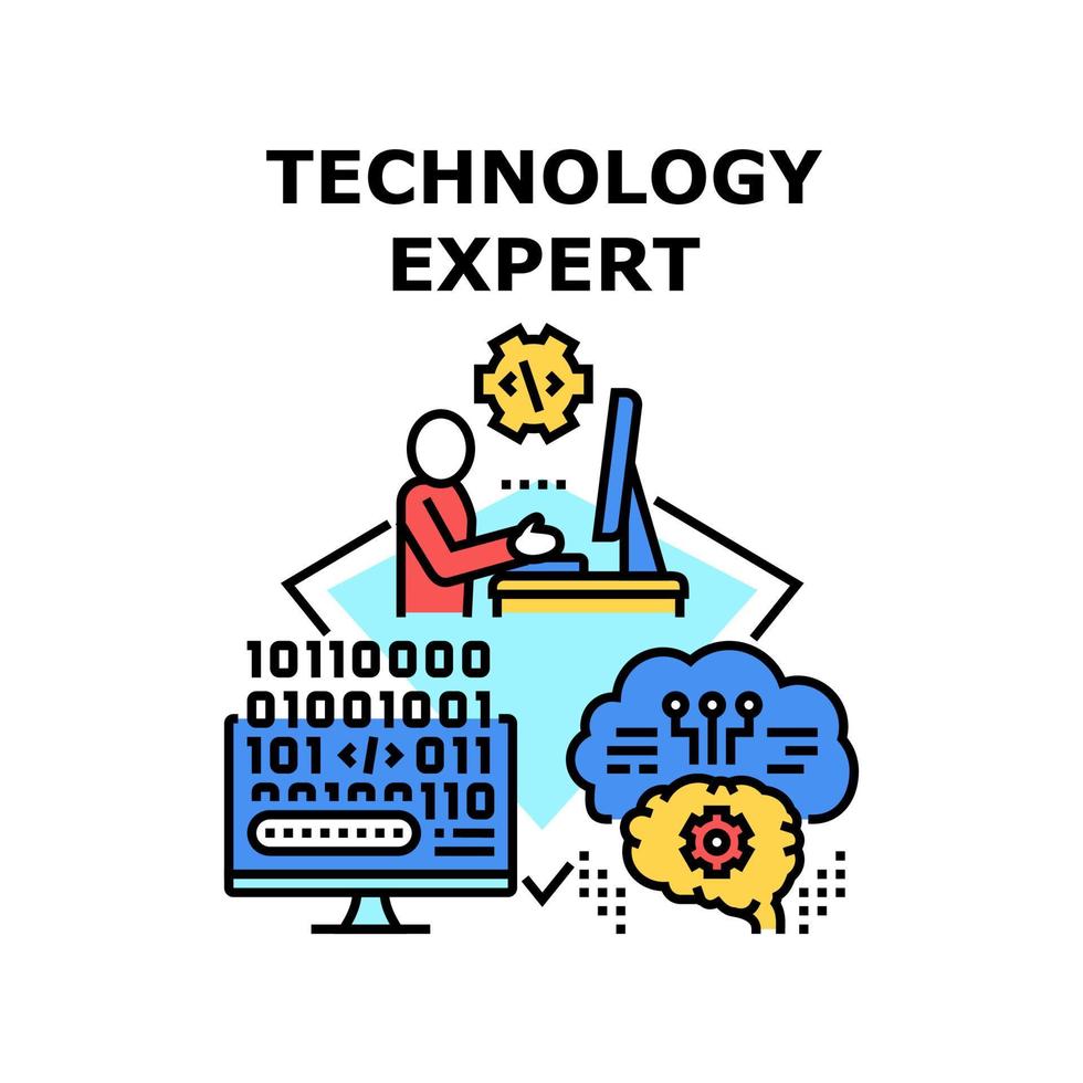 ilustración de vector de icono de experto en tecnología