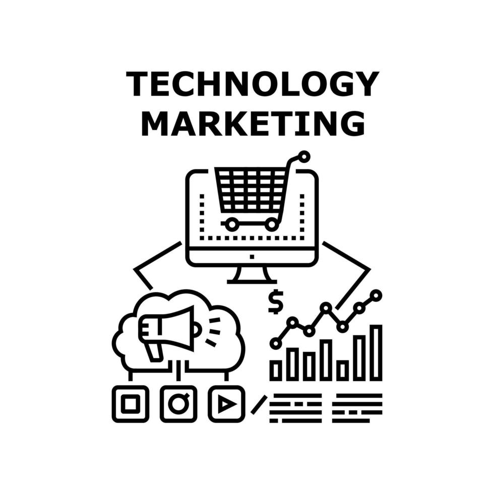 ilustración de vector de icono de marketing de tecnología