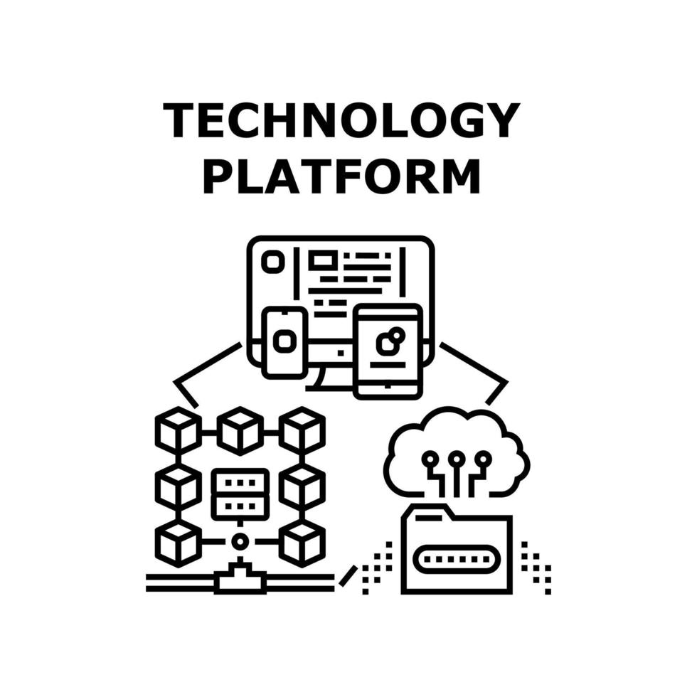 Ilustración de vector de icono de plataforma de tecnología