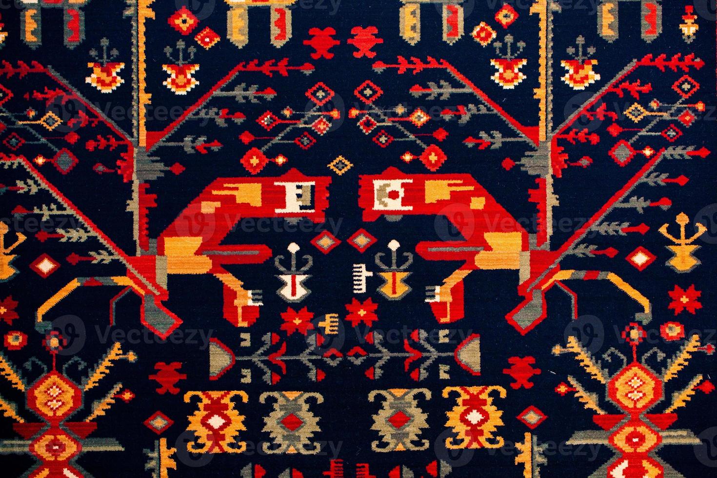 Romanian folk seamless pattern ornaments. Romanian traditional embroidery. Ethnic texture design. Traditional carpet design. Carpet ornaments. Rustic carpet design photo