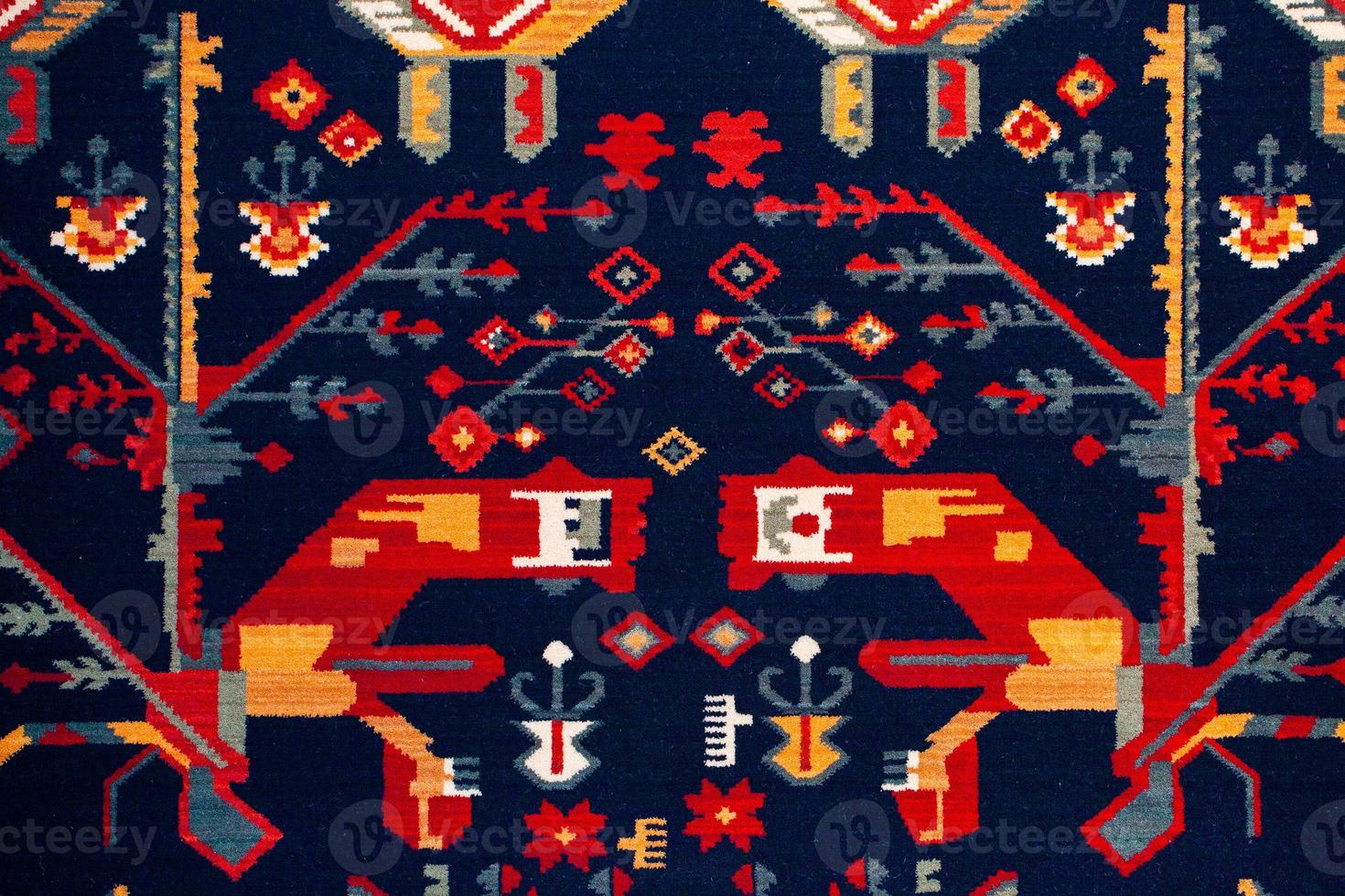 Romanian folk seamless pattern ornaments. Romanian traditional embroidery. Ethnic texture design. Traditional carpet design. Carpet ornaments. Rustic carpet design photo