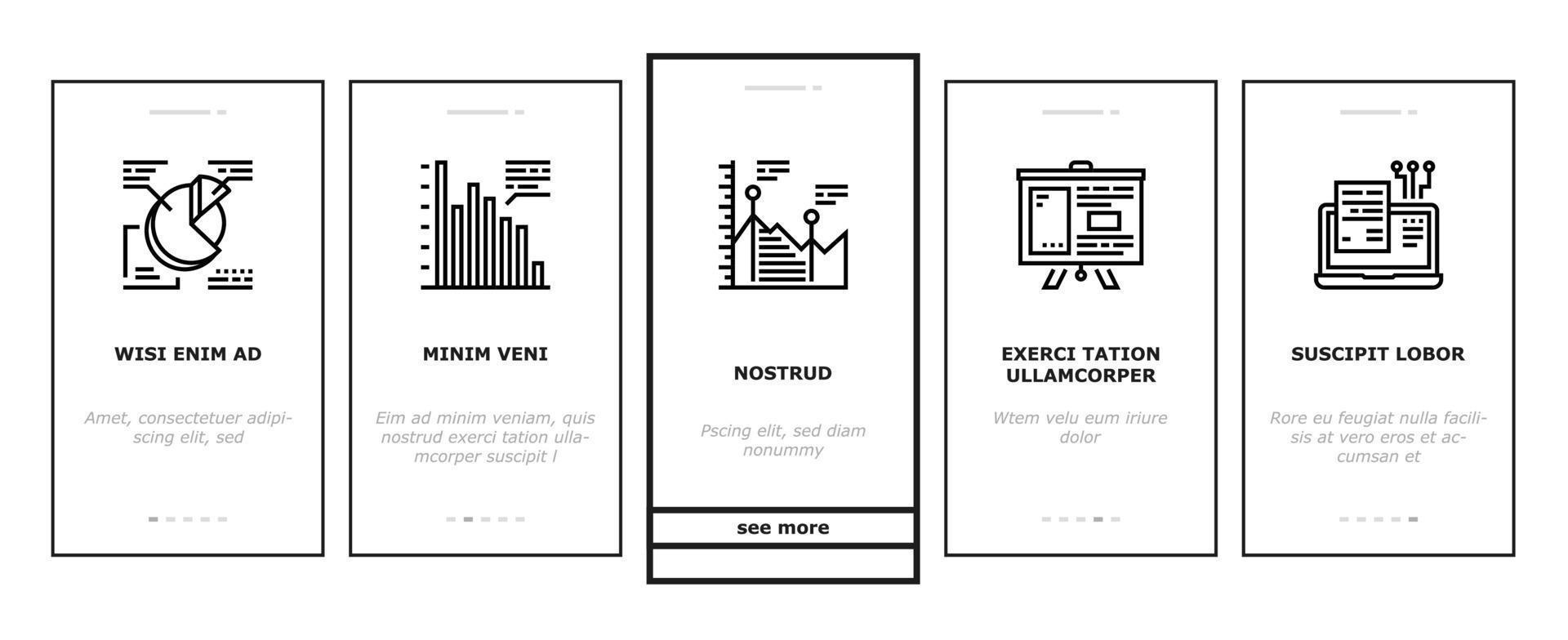 Analyze Infographic Onboarding Icons Set Vector