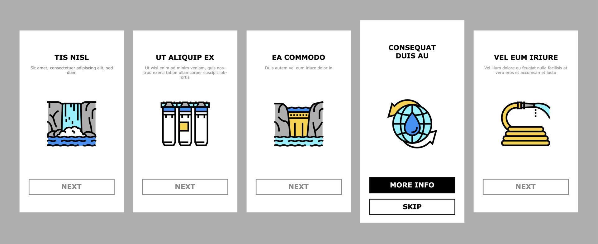 Water Purification Onboarding Icons Set Vector
