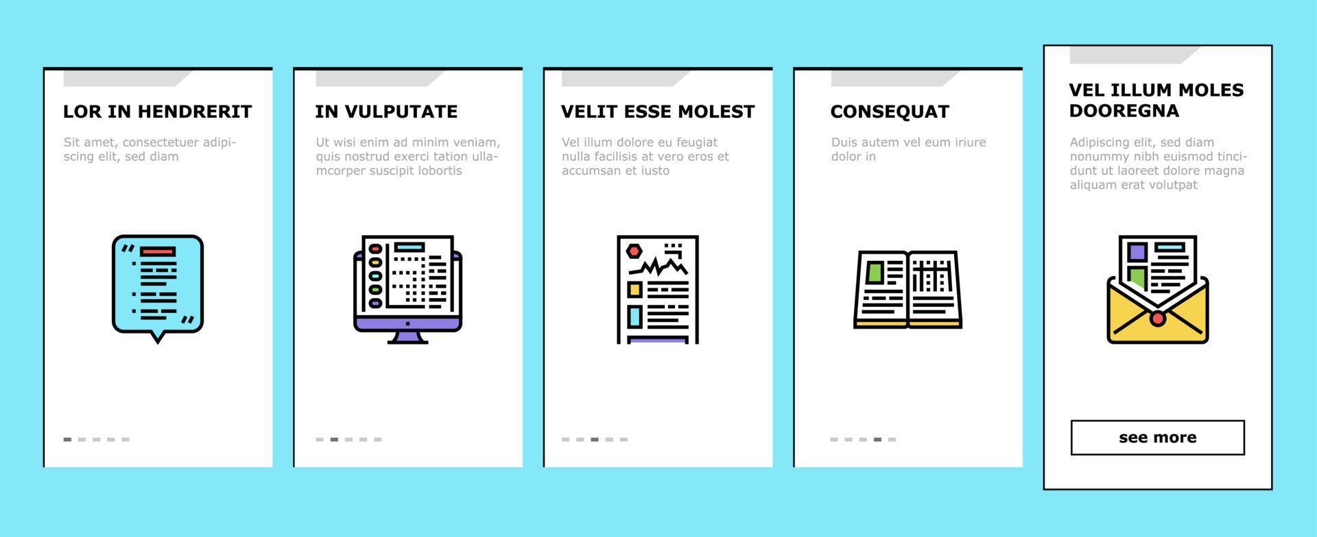 Reports Documentation Onboarding Icons Set Vector