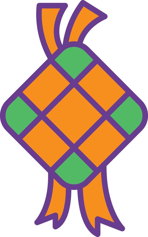 línea ketupat llena de dos colores vector