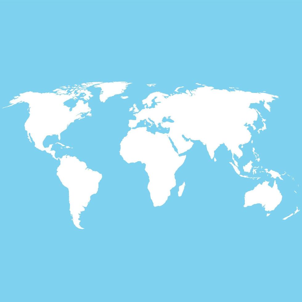 mapa del mundo azul blanco. mapa del mundo sobre fondo azul. mapamundi generalizado. vector