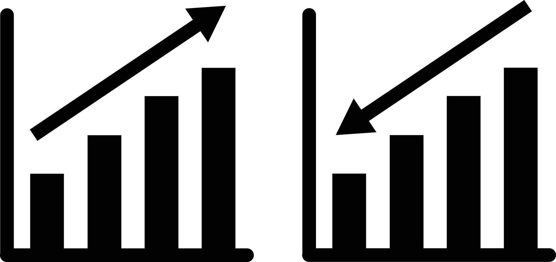 growing graph icon on white background. loss sign. diagram symbol. flat style. vector