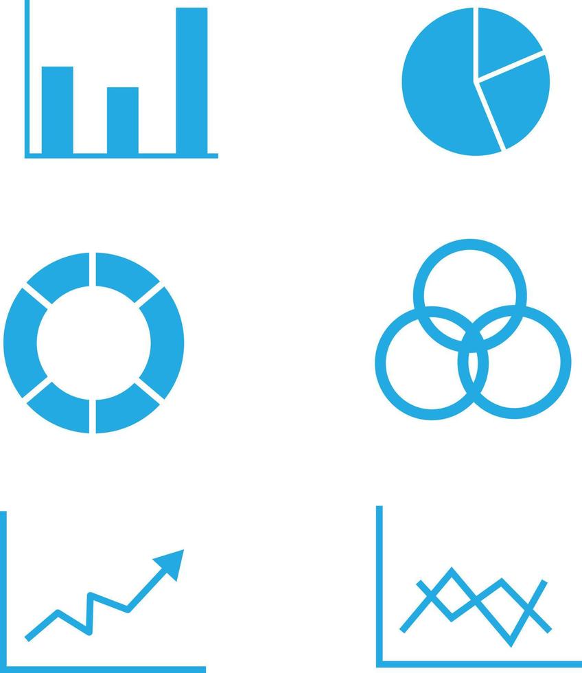 gráficos e iconos de diagrama sobre fondo blanco. diagramas, gráficos circulares, estadísticas y signos analíticos. estilo plano símbolo de gráficos de negocios. vector