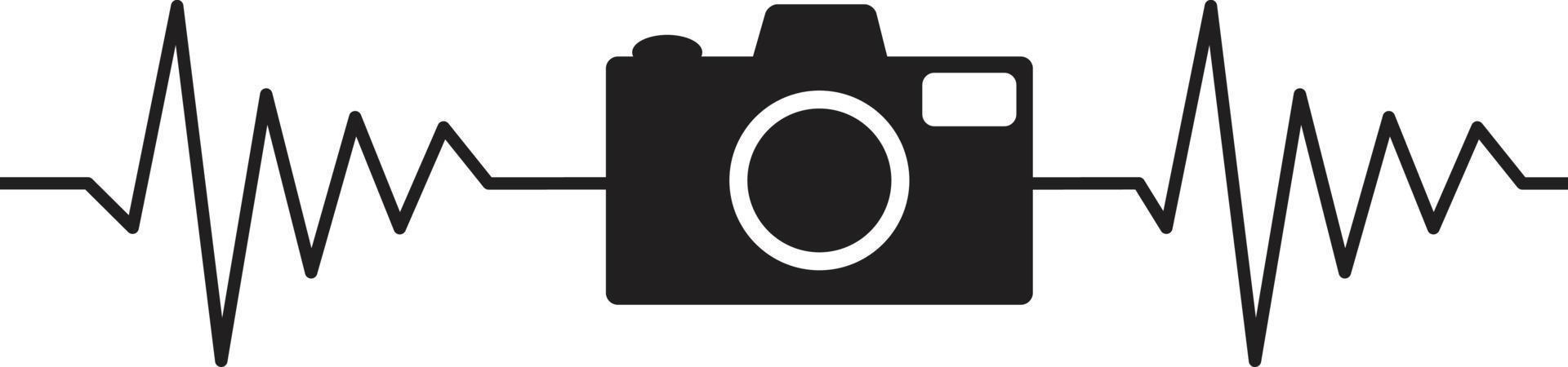 camera heartbeat photographer on white background. heartbeat with camera sign. photo camera heartbeat symbol. flat style. vector