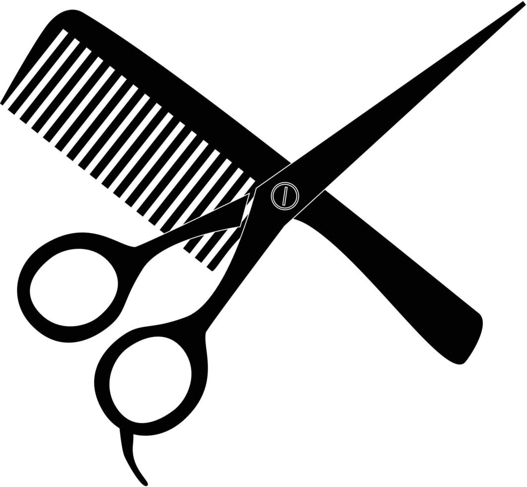 icono de peine y tijeras sobre fondo blanco. peluquería con tijeras y letrero de peine. símbolo de barbero. estilo plano vector