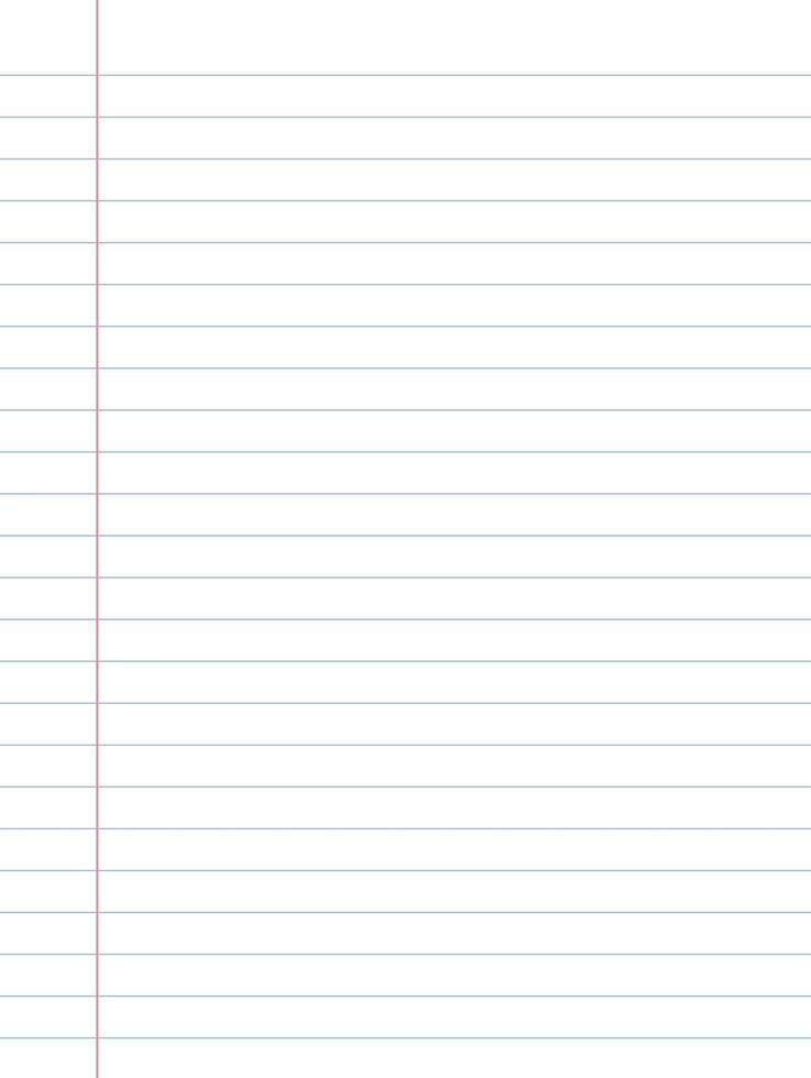 notebook paper background. a sheet of white striped paper with a left margin. school concept. vector