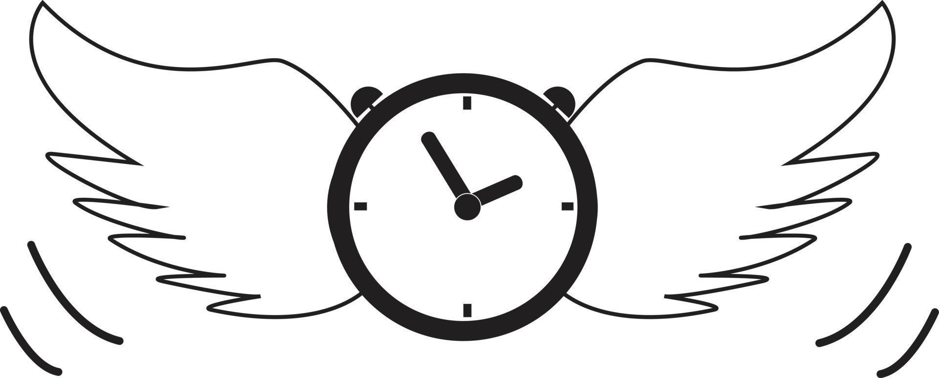 el tiempo vuela icono sobre fondo blanco. estilo plano señal de tiempo el tiempo vuela símbolo del ala. vector