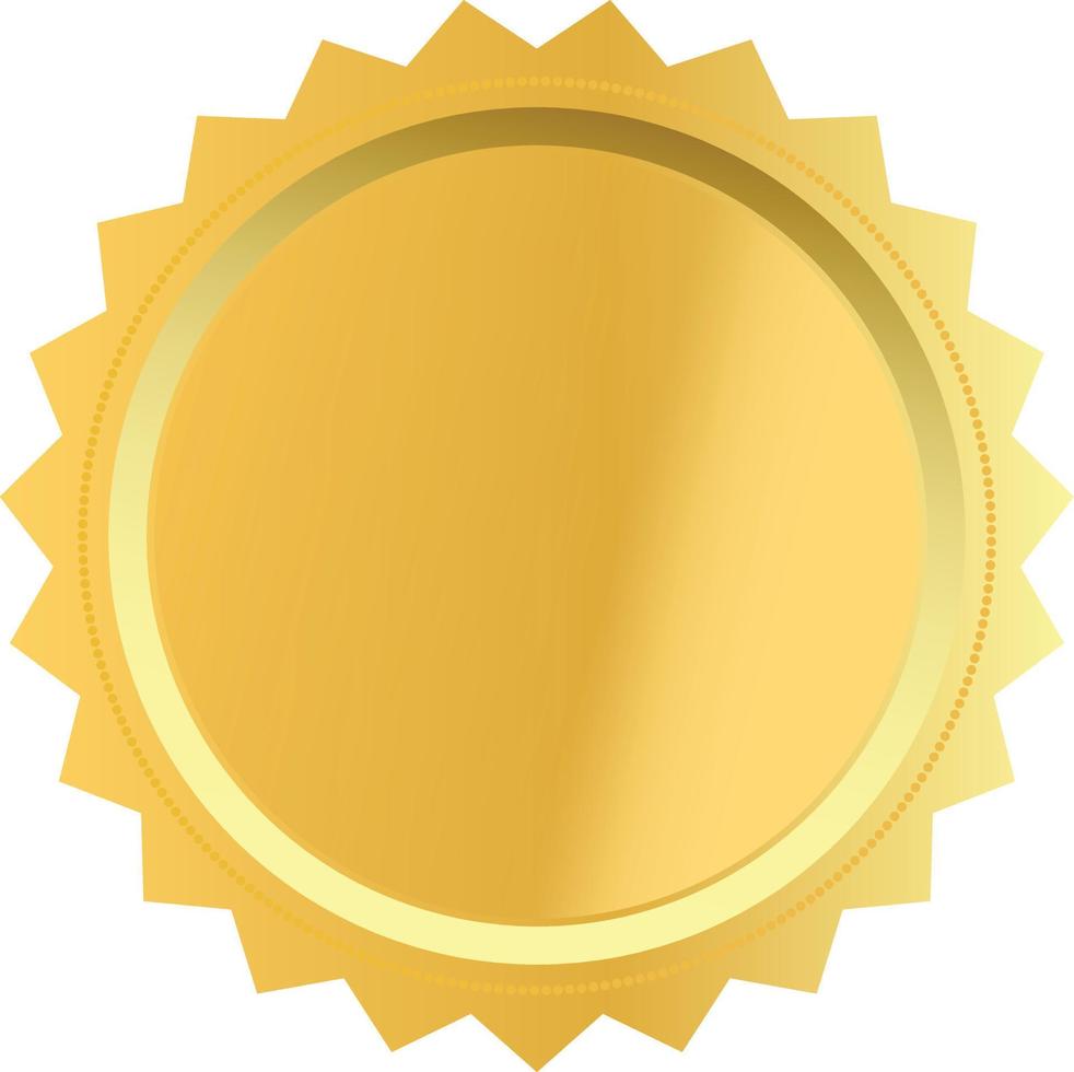 premio en blanco con icono dorado sobre fondo blanco. signo de medalla de premio de oro. símbolo de etiqueta dorada. estilo plano vector