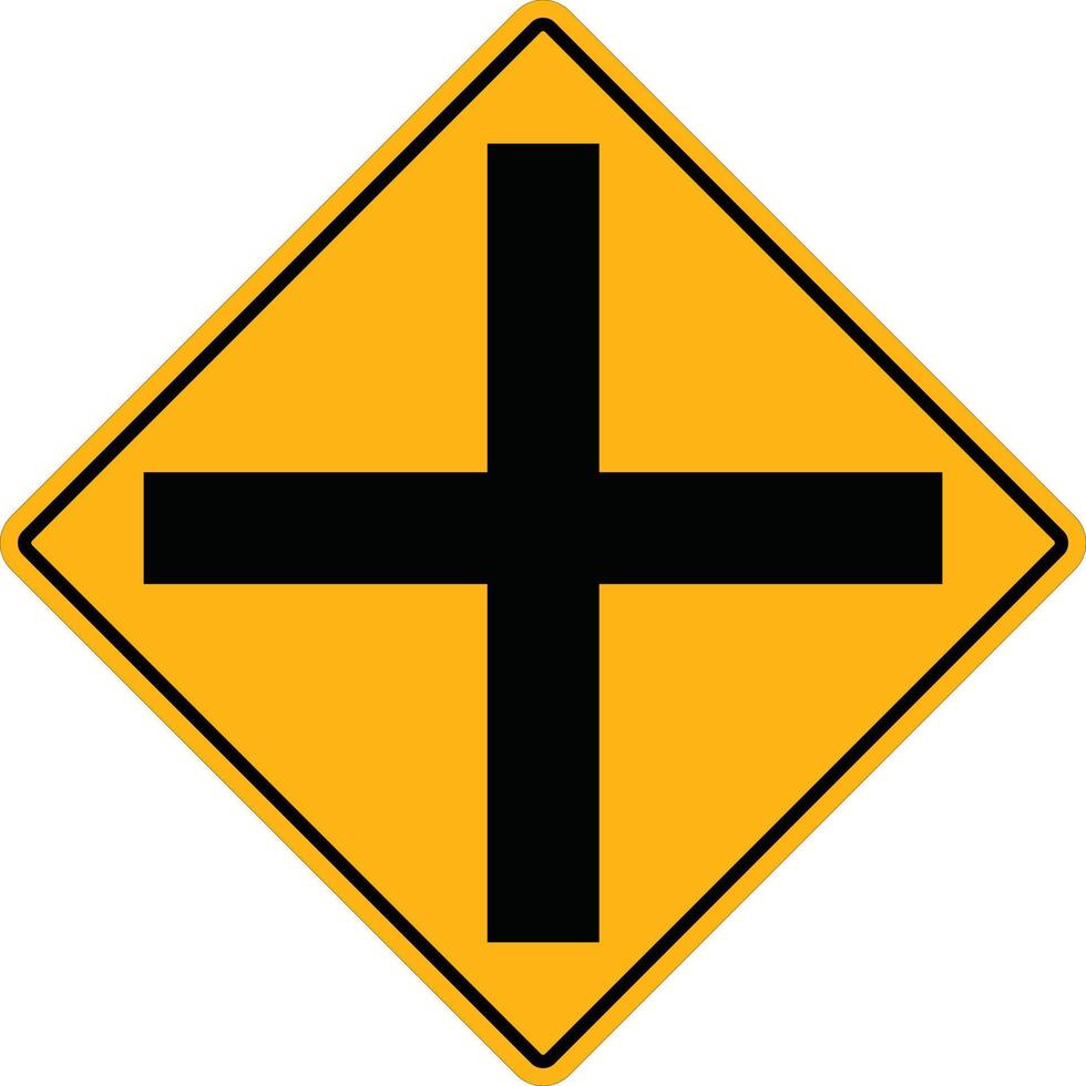 cross road ahead road sign. Junction symbol. warning sign in front of the intersection. vector