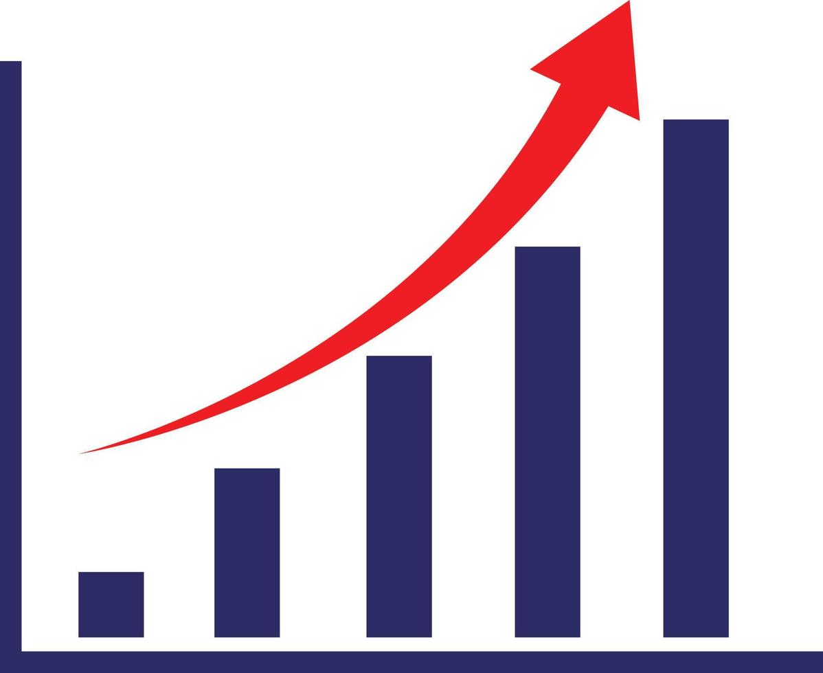 chart with growth arrow icon on white background. flat style. chart progress sign. orange arrow on business graph symbol. growing graph sign. vector