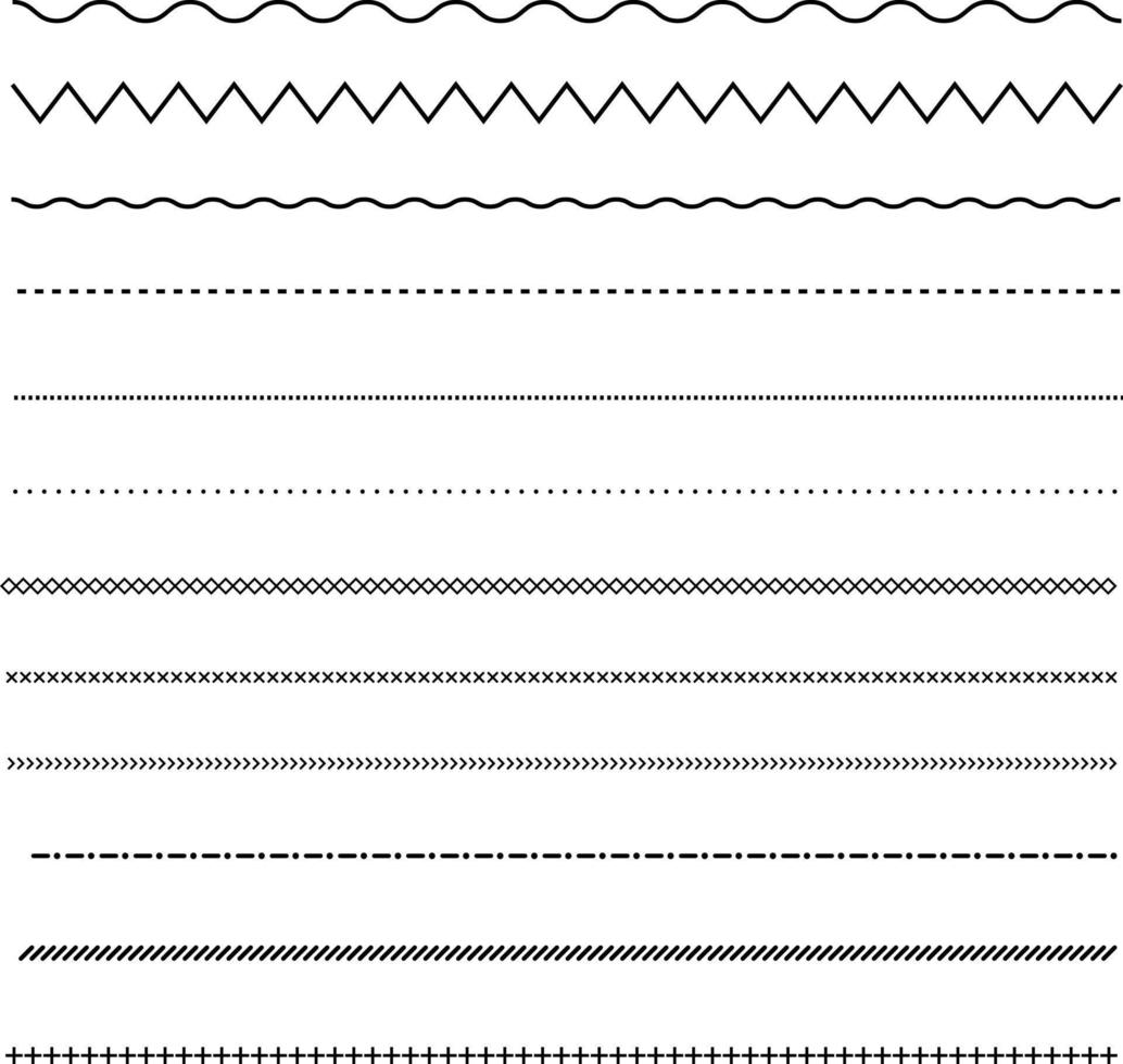 set of line on white background. dot and line patterns. line border symbol. vector