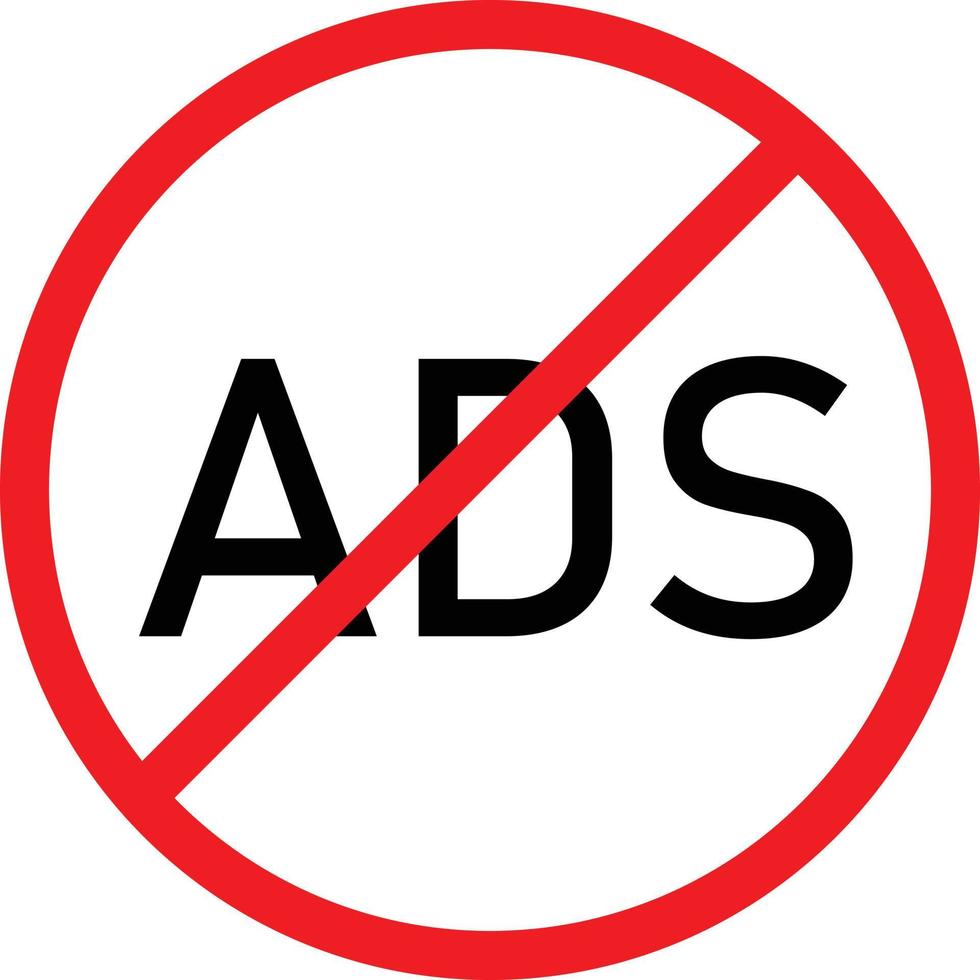 block ads icon on white background. flat style. no ads icon for your web site design, logo, app, UI. remove advertisement symbol. stop ads sign. vector