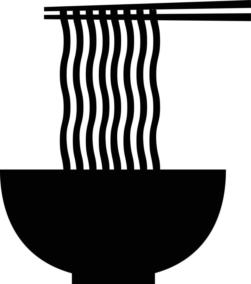 logotipo de fideos calientes. estilo plano símbolo de fideos y palillos. tazón de fideos con palillos sobre fondo blanco. signo de sopa de fideos ramen. vector