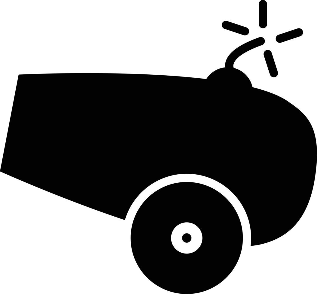 cannon icon on white background. cannon with black bomb sign. weapon icon symbol. war logo. vector