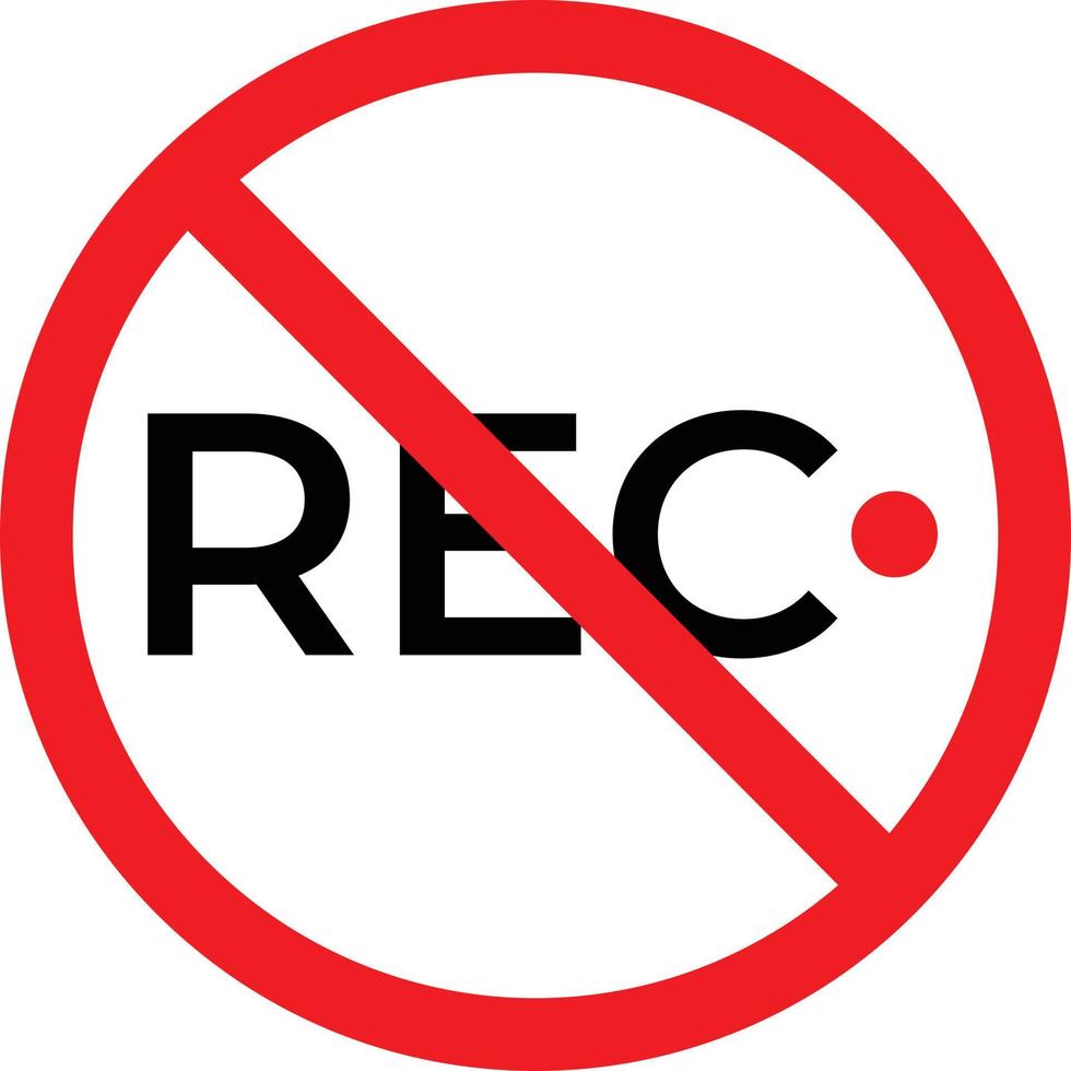 no recording icon on white background. prohibited video sign. flat