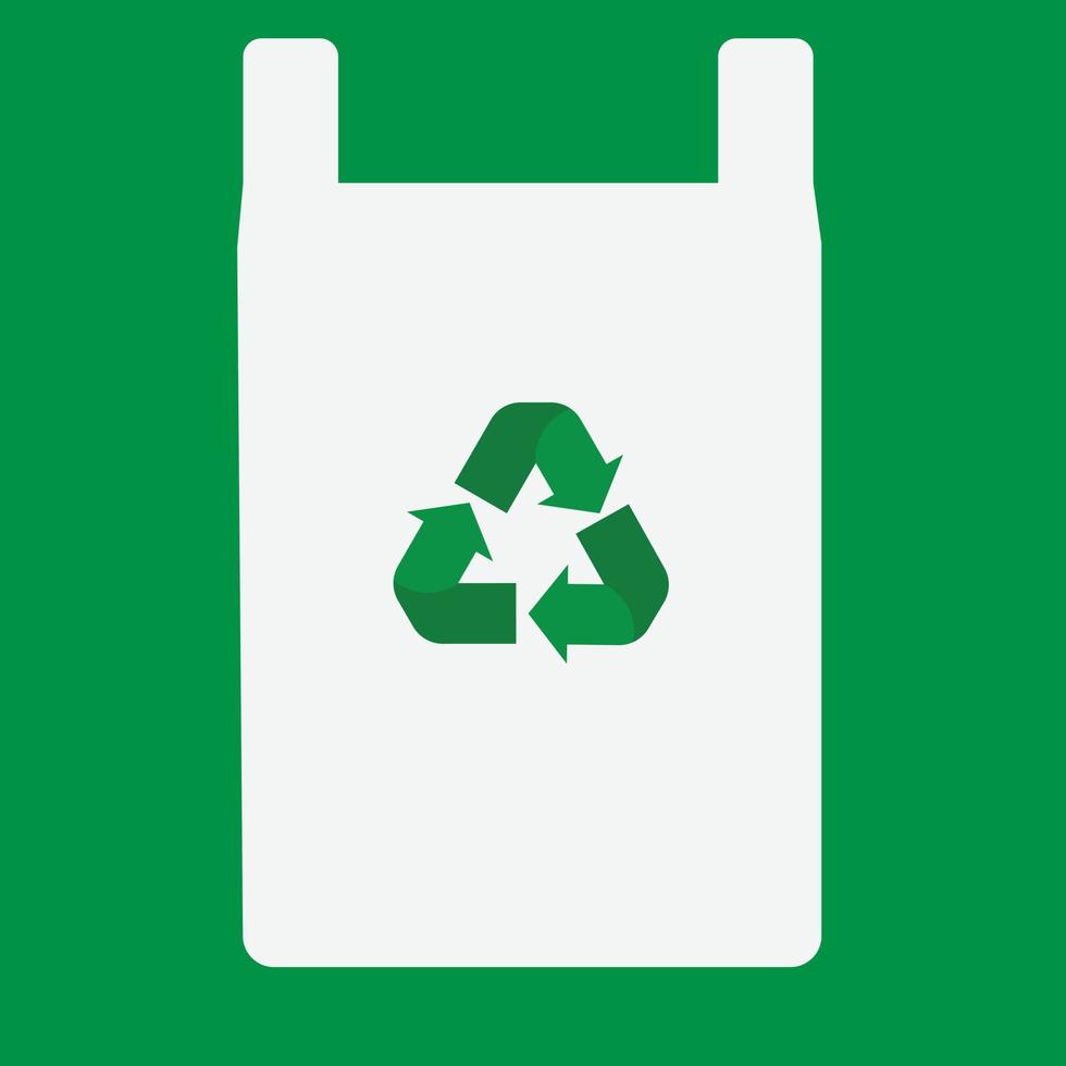 plastic bag with recycle sign. cotton bag with recycle symbol. flat style. say no to plastic bags concept. plastic bag symbol. vector