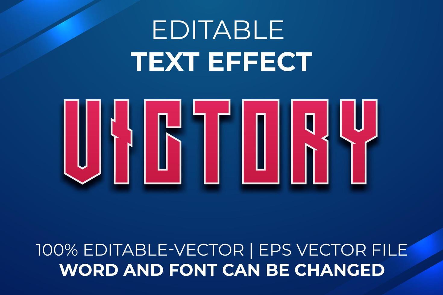 efecto de texto de victoria, facil de editar vector