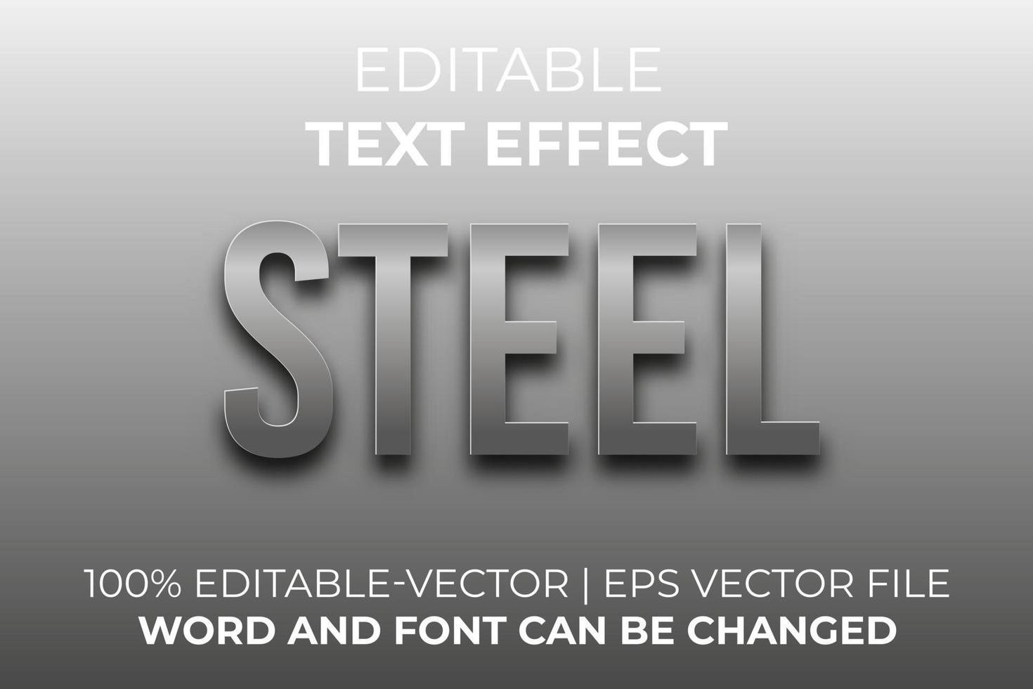 efecto de texto de acero, fácil de editar vector