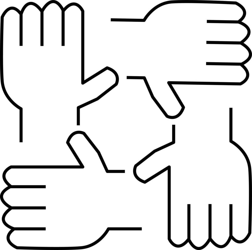 handshake in circle icon on white background. solidarity outline symbol. teamwork sign. flat style. vector