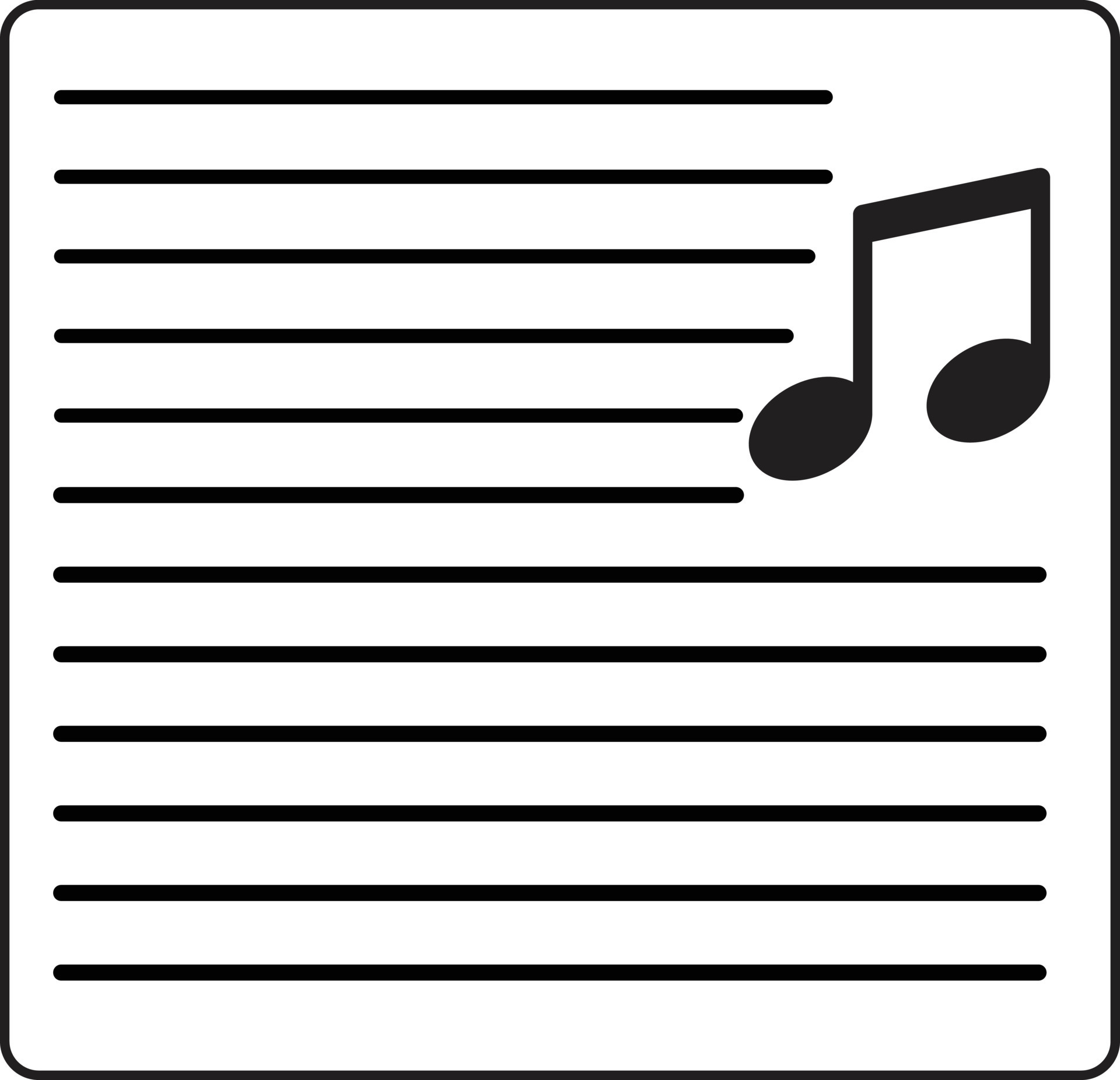 song lyrics on white background. flat style. music sheet line symbol